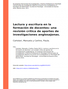 Lectura y Escritura en la Formación de Docentes